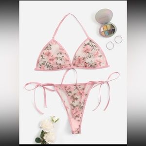 Plus Embroidery SOLDDDDDSheer Mesh floral embroidered Bra panty Lingerie Set 1x
